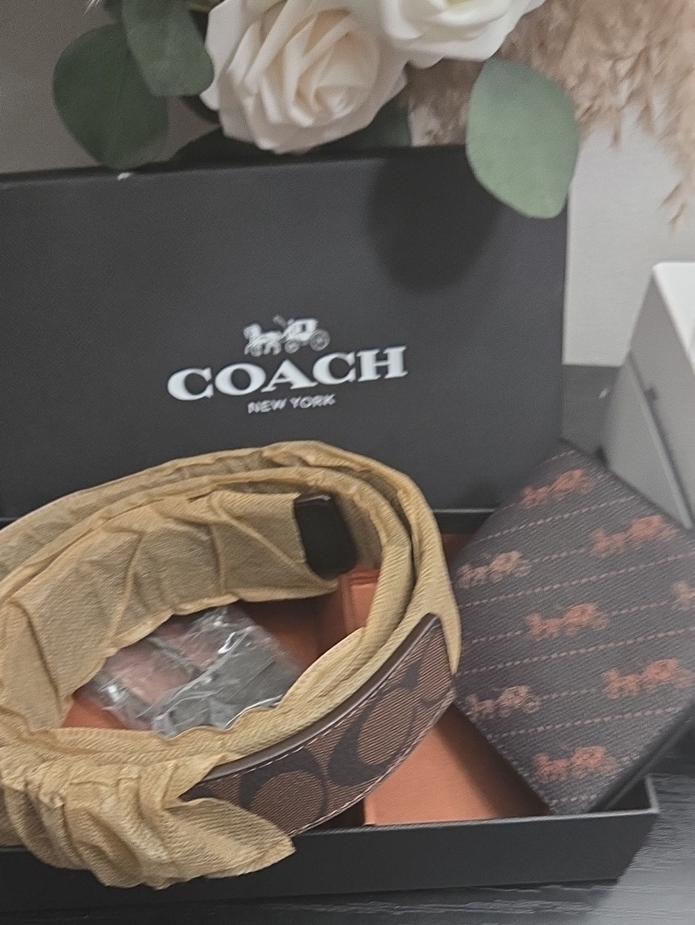Men's Black Signature Canvas Belt and Wallet Set